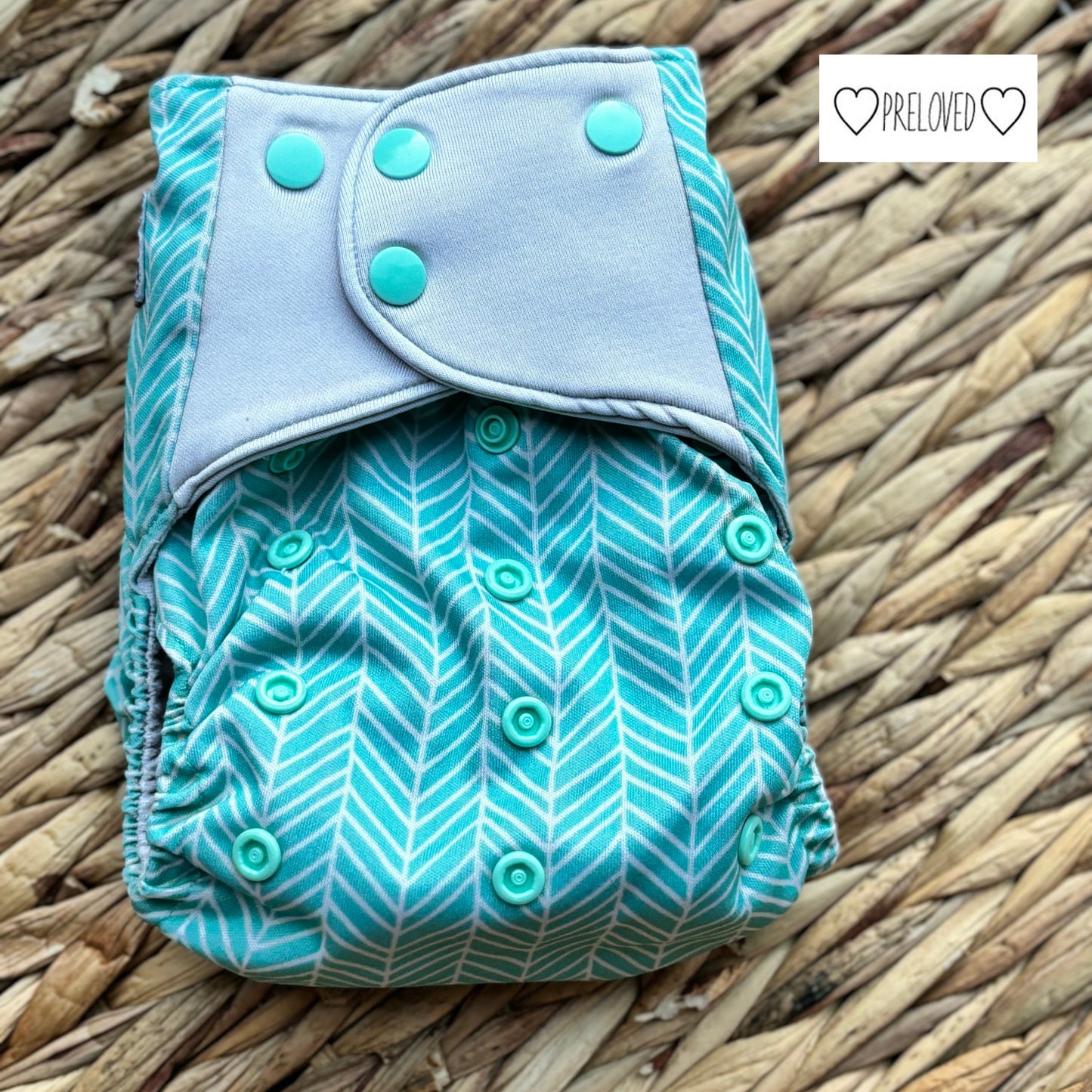 Little Lovebum Popper Pocket Nappy (Hemp & Bamboo Insert)-Pocket Nappy-Little Love Bum-Mint-The Nappy Market