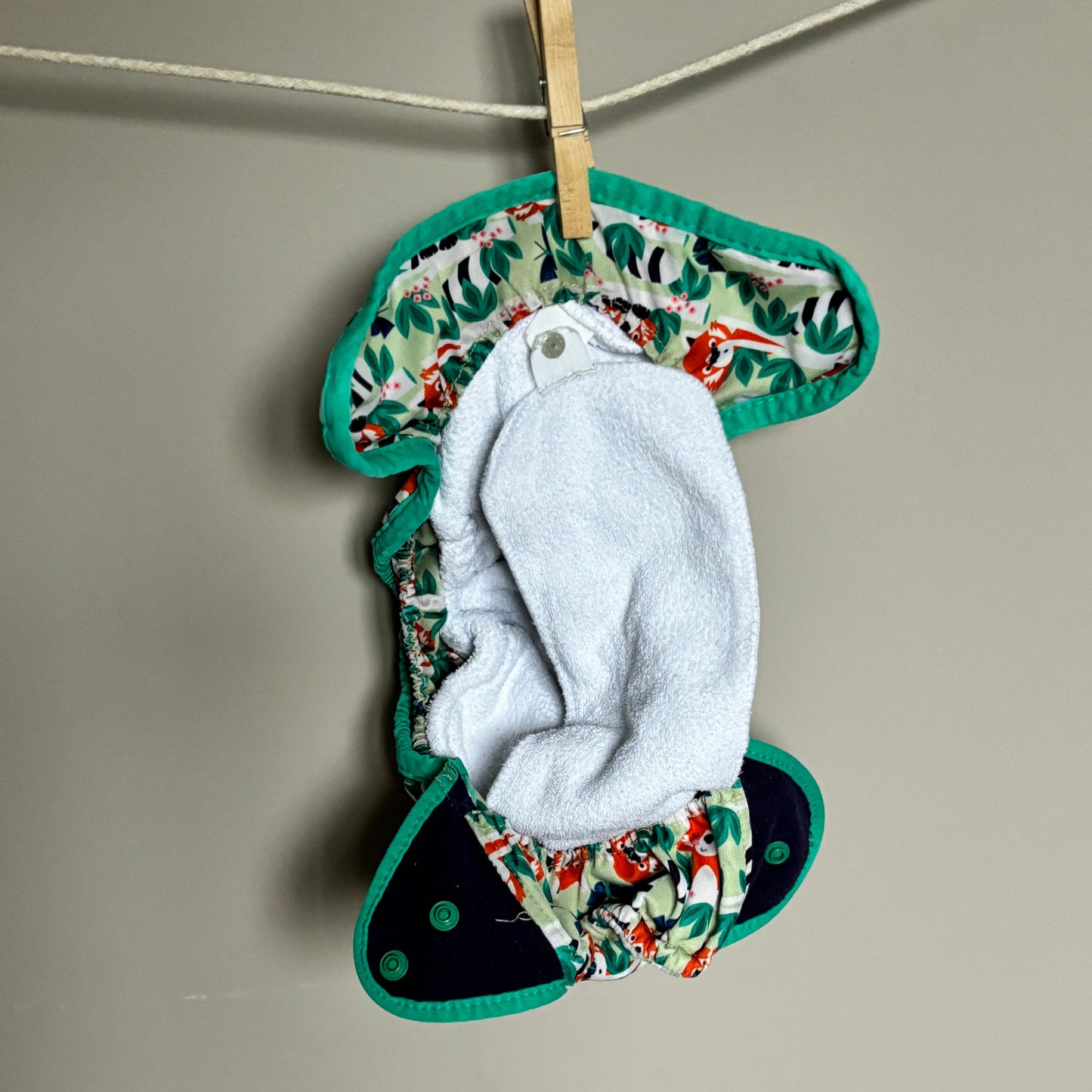 Close Pop In All in Two Bamboo Reusable Snap Close Nappy-All in Two Nappy-Close-Red Panda-The Nappy Market