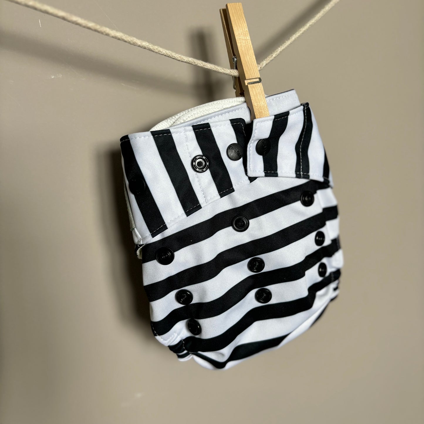 Grovia Hybrid Snap in Nappy-All In One Nappy-Grovia-Onyx stripe-The Nappy Market