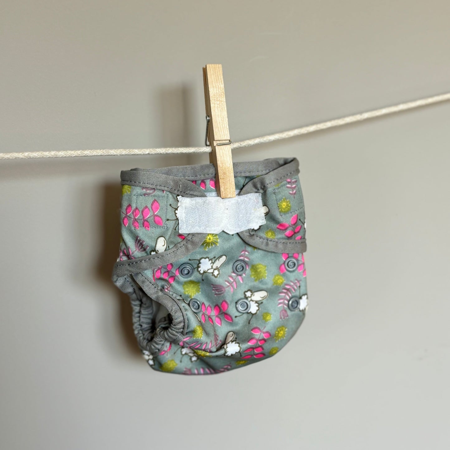 Sweet Pea Newborn Nappy Cover-Wrap-Sweet Pea-Grey-The Nappy Market