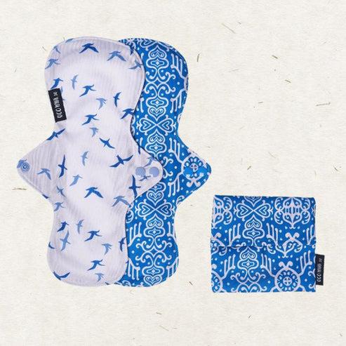 Eco Mini Contour Cloth Pad Set with Wrapper Bag - Day / Medium Flow-Cloth Sanitary Pads-Eco Mini-Roastrip-The Nappy Market