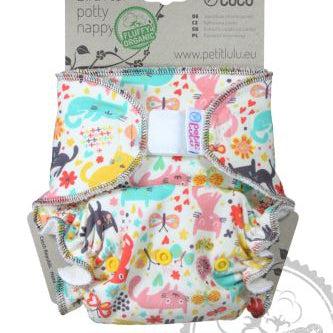 Petit Lulu Maxi Night Nappy Fluffy Organic Velcro-Fitted Nappy-Petit Lulu-Cat Meadow-The Nappy Market