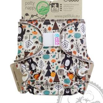 Petit Lulu Maxi Night Nappy Fluffy Organic Velcro-Fitted Nappy-Petit Lulu-Forest Friends-The Nappy Market