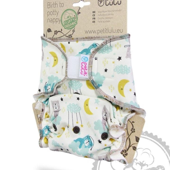 Petit Lulu Maxi Night Nappy Fluffy Organic Velcro-Fitted Nappy-Petit Lulu-Faddy Panda-The Nappy Market