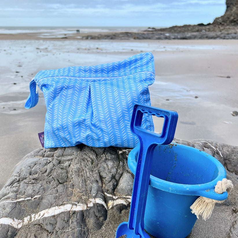 Little Lovebum - Medium Double Zip Wet Bag-Wet Bag-Little Love Bum-Sea Spray-The Nappy Market