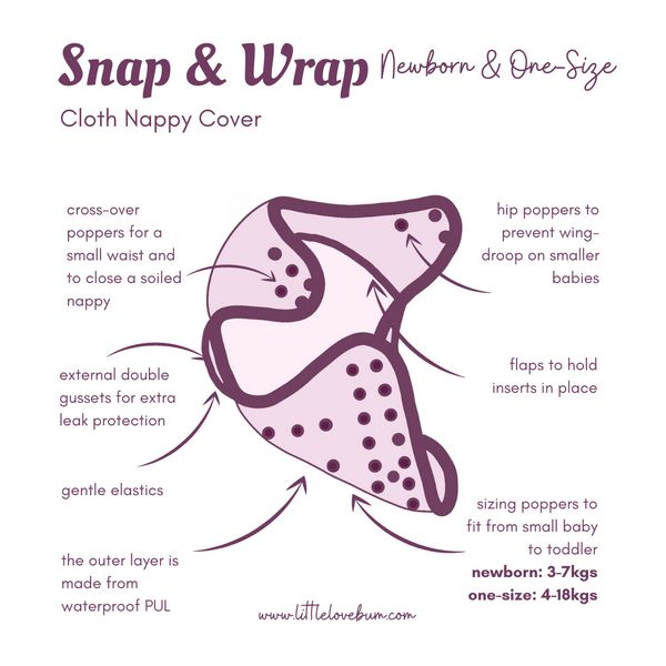 Little Lovebum - Snap and Wrap Newborn Nappy Cover-All In One Nappy-Little Love Bum-Akiho-The Nappy Market