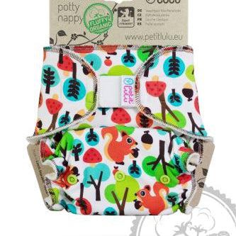 Petit Lulu Maxi Night Nappy Fluffy Organic Velcro-Fitted Nappy-Petit Lulu-Squirrels-The Nappy Market