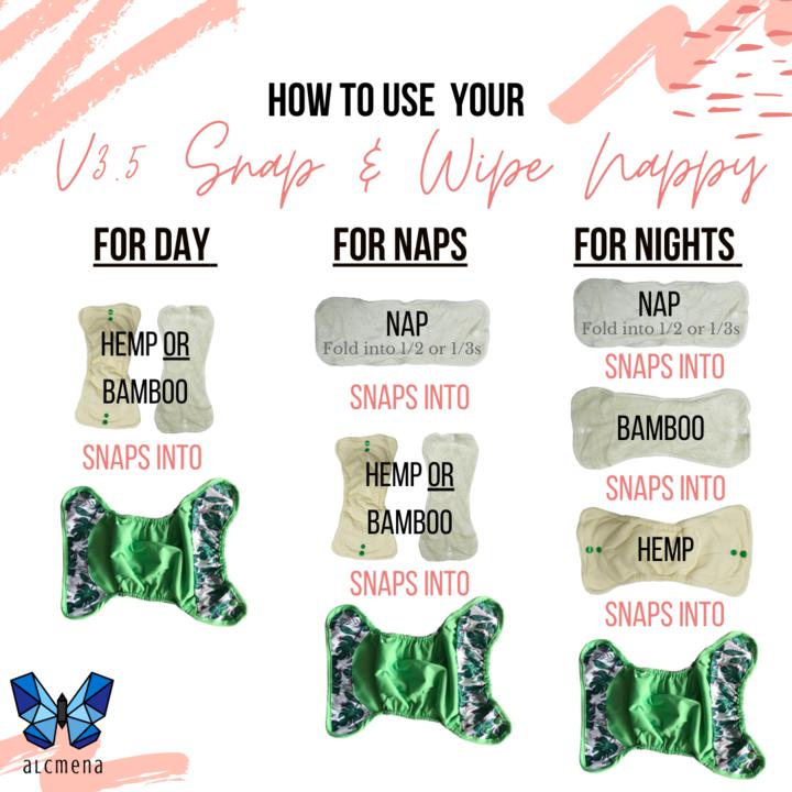 Alcmena V3.5 Snap & Wipe Nappy-All in Two Nappy-Alcmena-Deerlightful-The Nappy Market