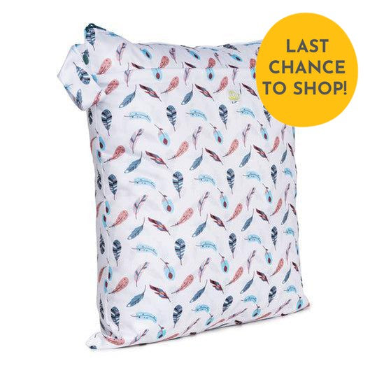 Baba + Boo Medium Wet Bag - double zip-Wet Bag-Baba & Boo-Feathers-The Nappy Market
