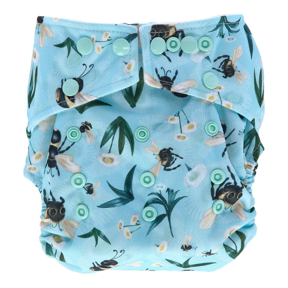 Little Lamb ONE SIZE Pocket Nappy-Pocket Nappy-Little Lamb-Bumblebee Blues-The Nappy Market