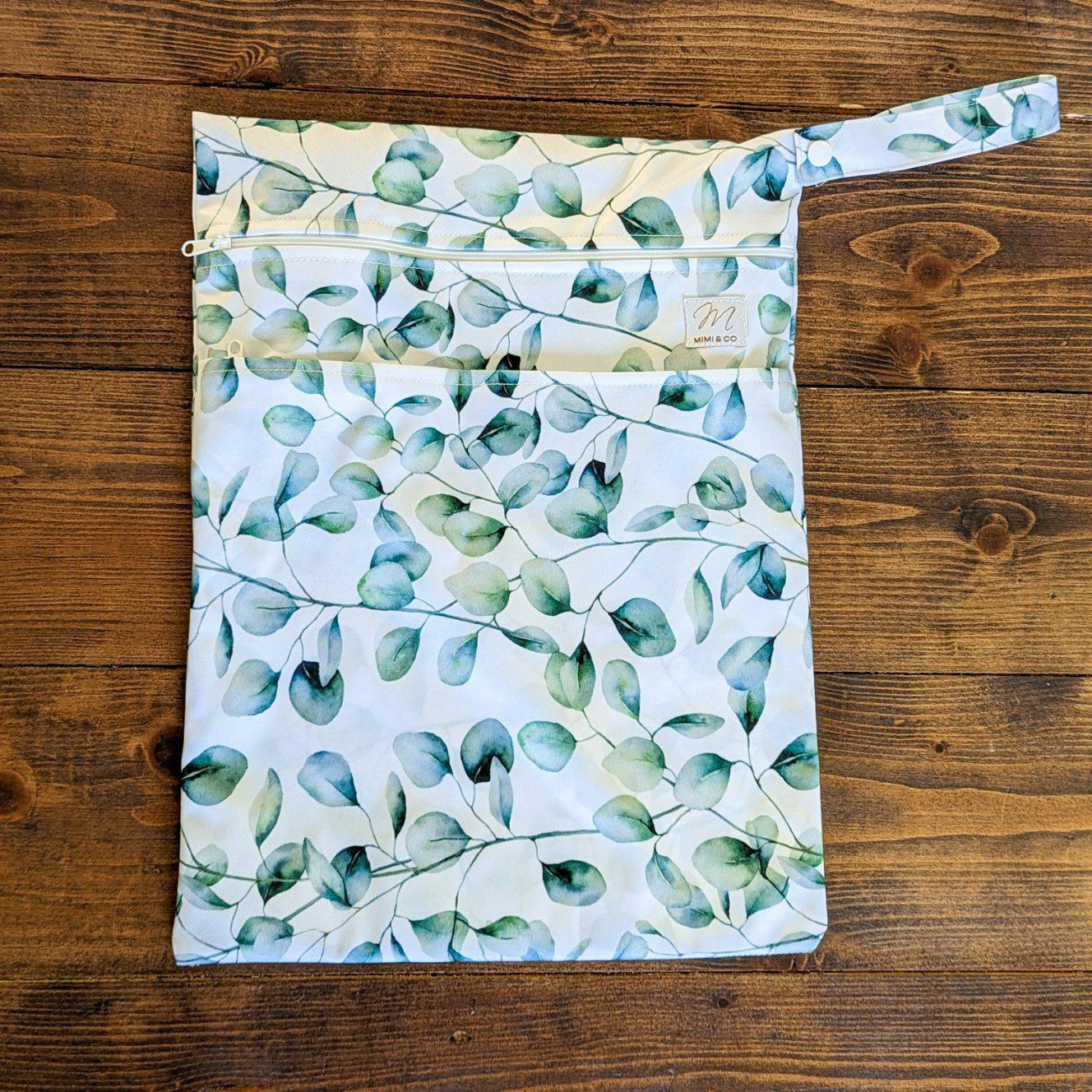 Mimi & Co Double Zip Large Wet Bag Eucalyptus-Wet Bag-Mimi & Co-The Nappy Market