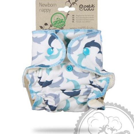 Petit Lulu Newborn Fitted Nappy Little Dolphin-Fitted Nappy-Petit Lulu-The Nappy Market