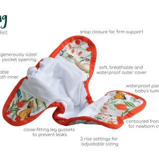 Seedling Baby Mini-Fit Pocket Nappy for Newborn-Pocket Nappy-Seedling Baby-Blue Hearts-The Nappy Market