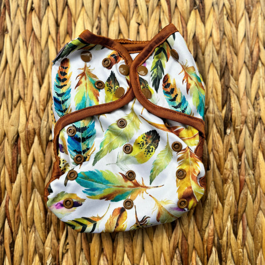 Little Love Bum Everyday V1 Hemp and Bamboo All-in-One Nappy-All In One Nappy-Little Love Bum-Feathers-The Nappy Market
