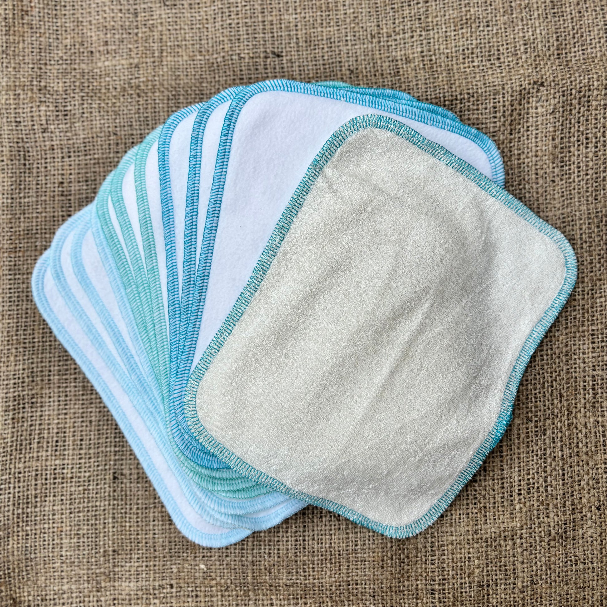 The Nappy Market Tender Touch double sided Cloth Wipes - 12 pack-Accessories-The Nappy Market-Sea Edging-The Nappy Market