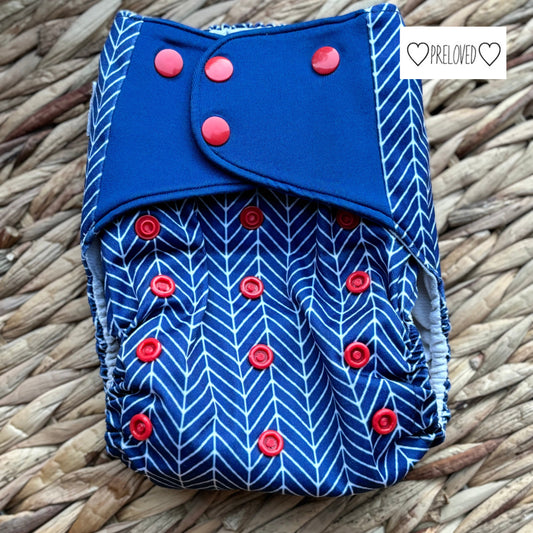 Little Lovebum Popper Pocket Nappy (Hemp & Bamboo Insert)-Pocket Nappy-Little Love Bum-Navy-The Nappy Market