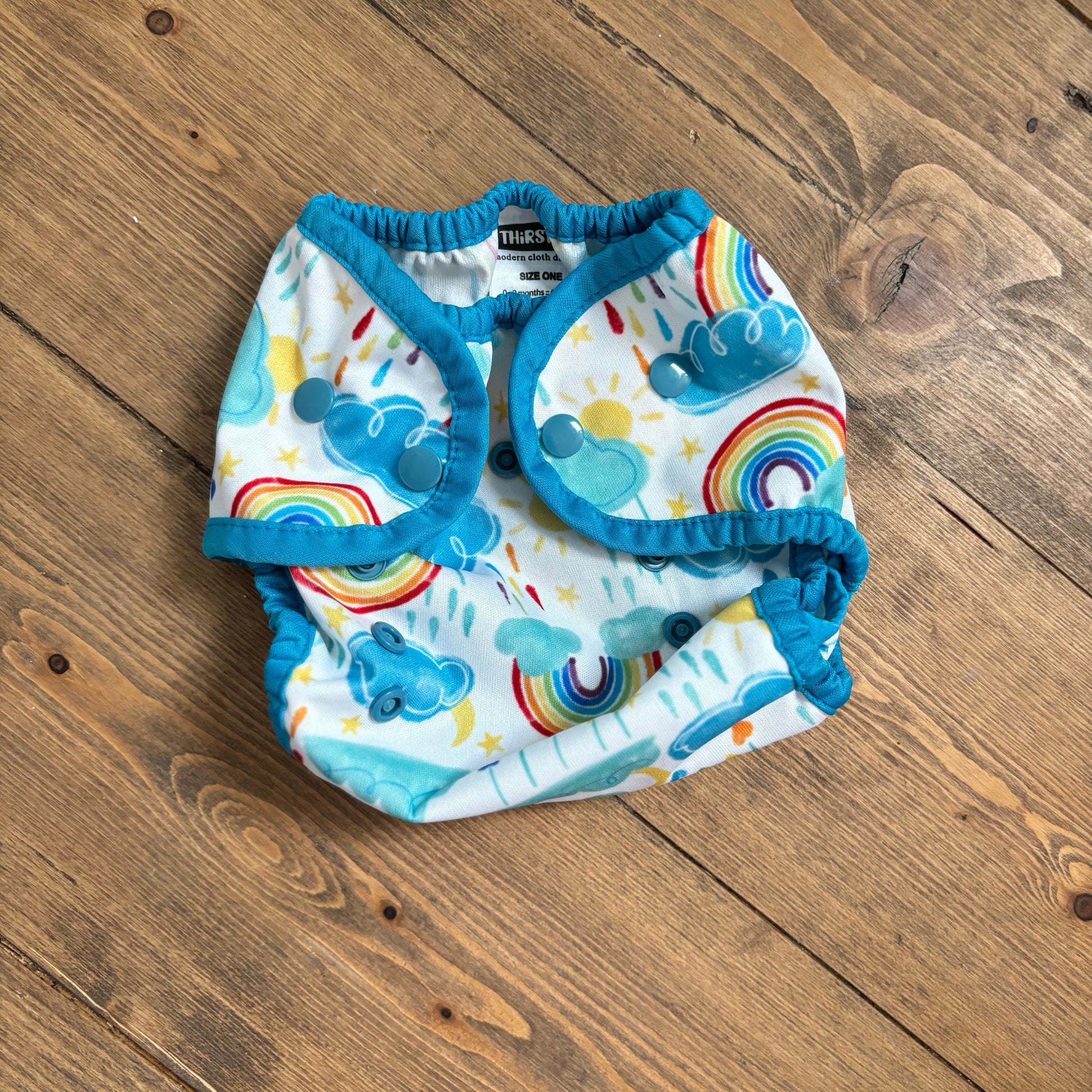 Thirsties Duo Wrap Size 1 Snap Close-Wrap-Thirsties-Rainbow-The Nappy Market
