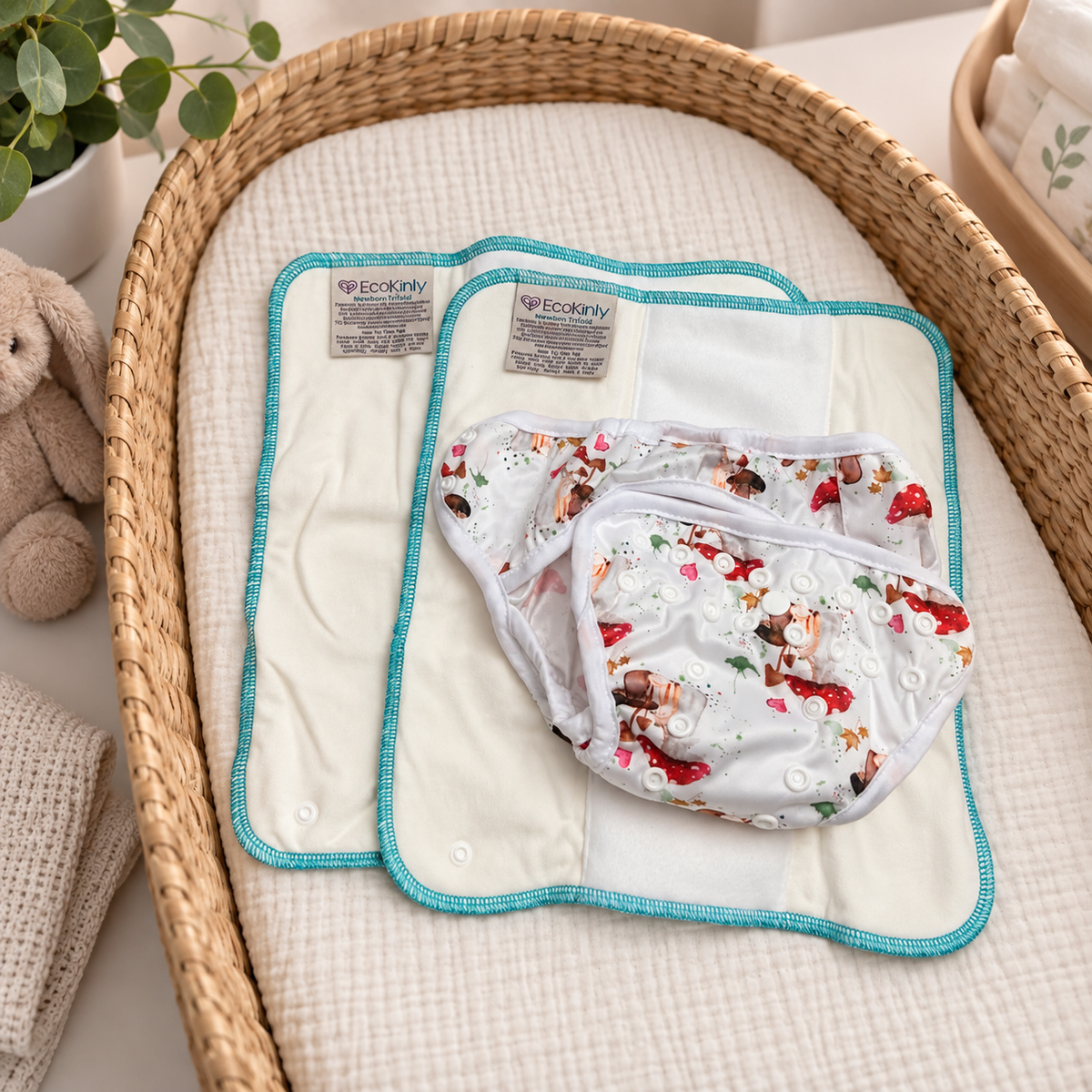 EcoKinly Newborn Reusable Nappy-All in Two Nappy-Ecokinly-Aster-The Nappy Market