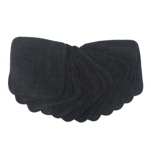 MuslinZ 12Pk Bamboo Cotton Terry Wipes 20x20cm-Accessories-MuslinZ-Black-The Nappy Market