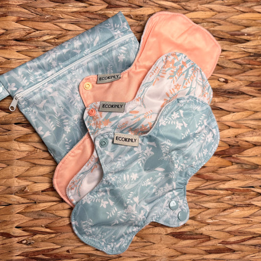 Reusable Period Pad Starter Kit - with a donation to Period Poverty-Cloth Sanitary Pads-Ecokinly-Wildflower Dawn-The Nappy Market