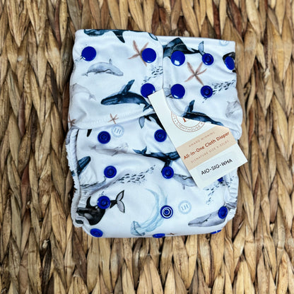 Lighthouse Kids All in One Signature Nappy-All In One Nappy-Lighthouse Kids Co-Whale Tale-The Nappy Market