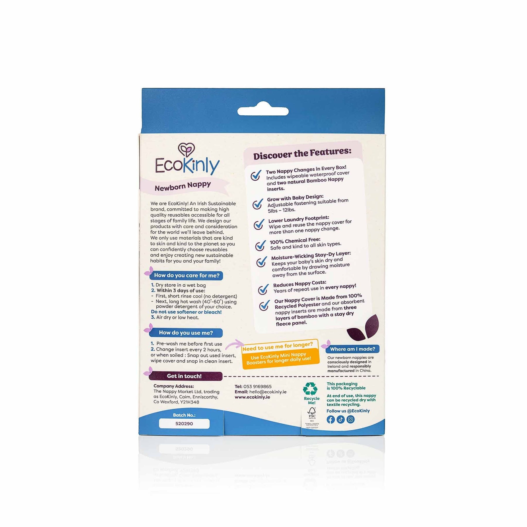 EcoKinly Newborn Reusable Nappy-All in Two Nappy-Ecokinly-Aster-The Nappy Market