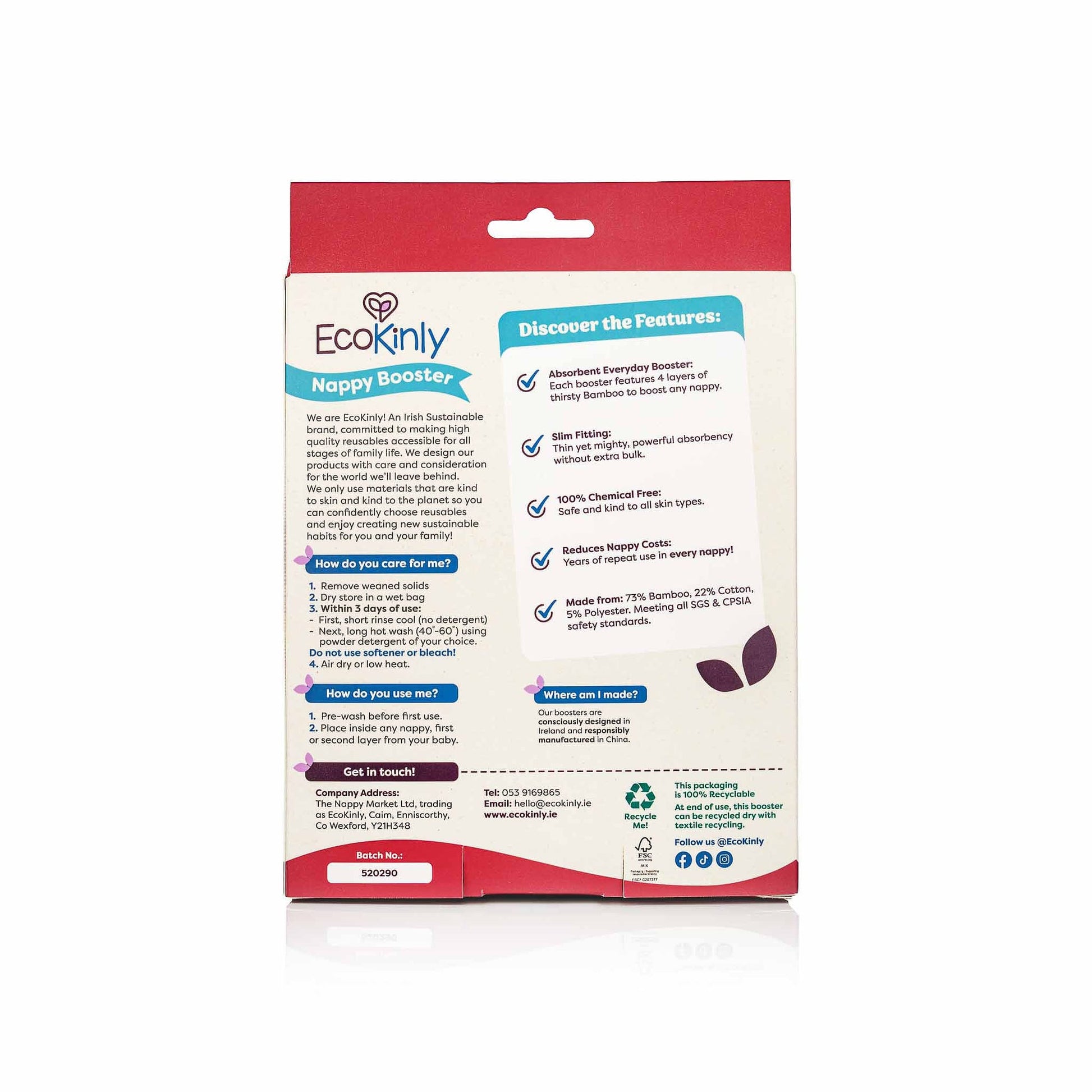 EcoKinly Bamboo Nappy Booster 4 Pack-Inserts-Ecokinly-The Nappy Market