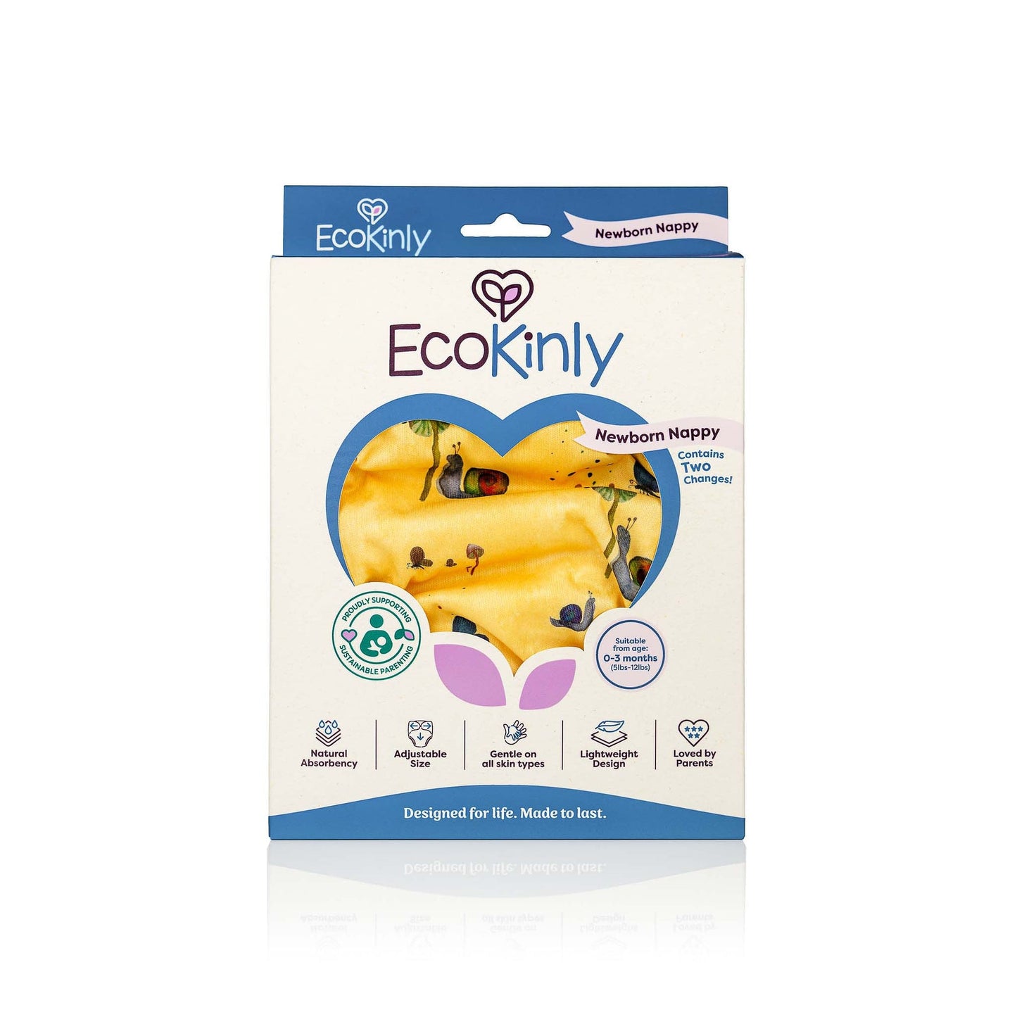 EcoKinly Newborn Reusable Nappy-All in Two Nappy-Ecokinly-Aster-The Nappy Market