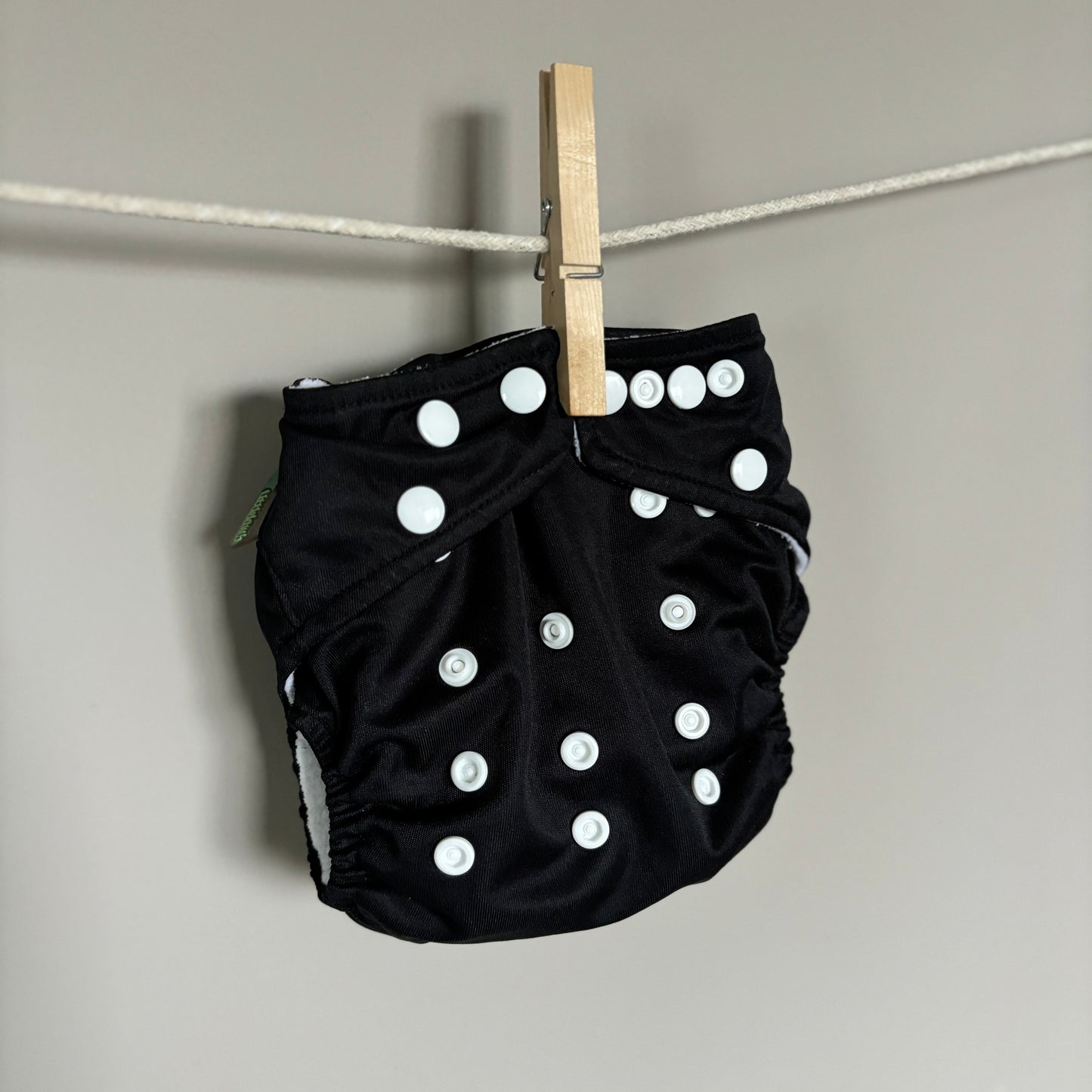 Little Lamb One Size Pocket Nappy including 2 bamboo inserts-Pocket Nappy-Little Lamb-Black-The Nappy Market