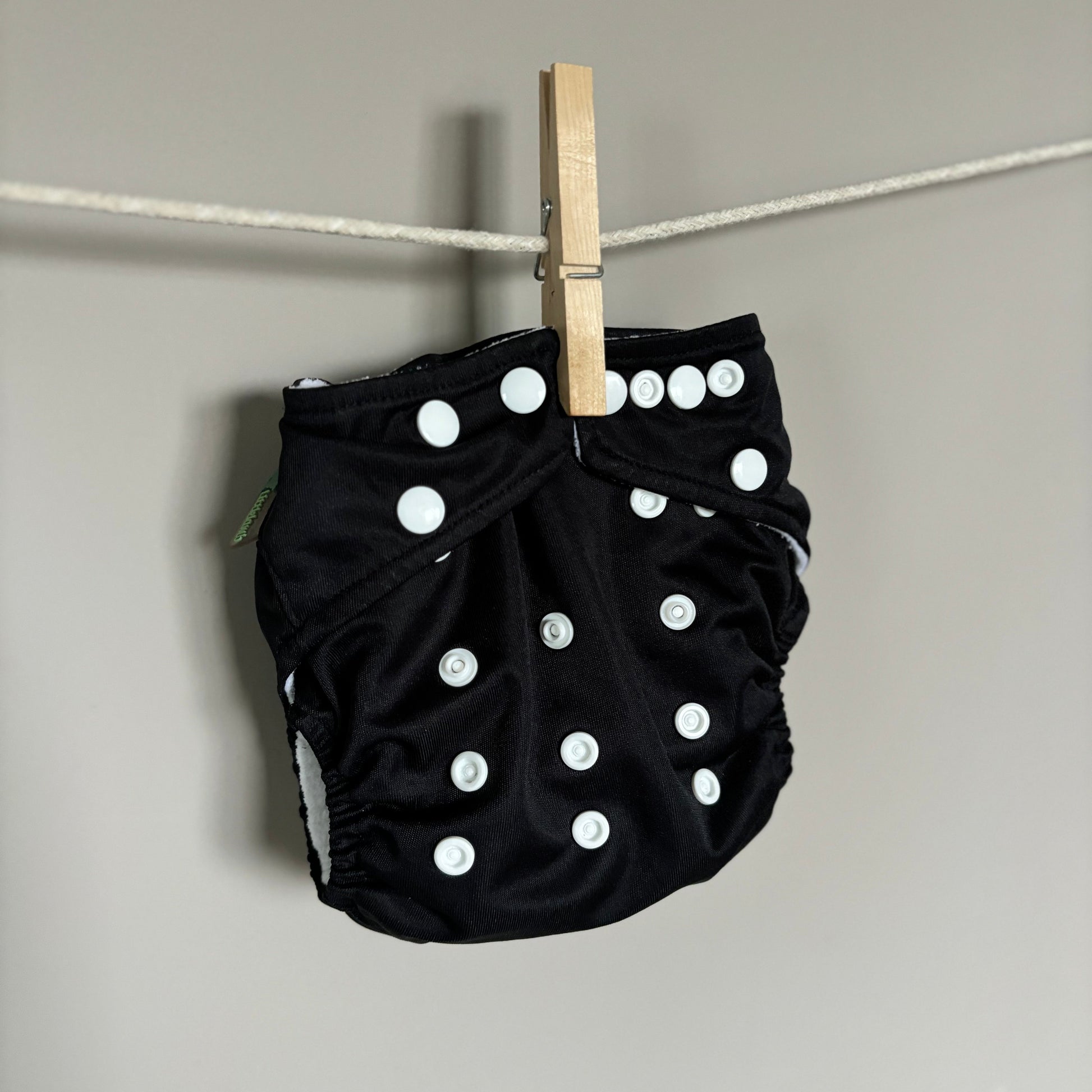 Little Lamb One Size Pocket Nappy including 2 bamboo inserts-Pocket Nappy-Little Lamb-Black-The Nappy Market