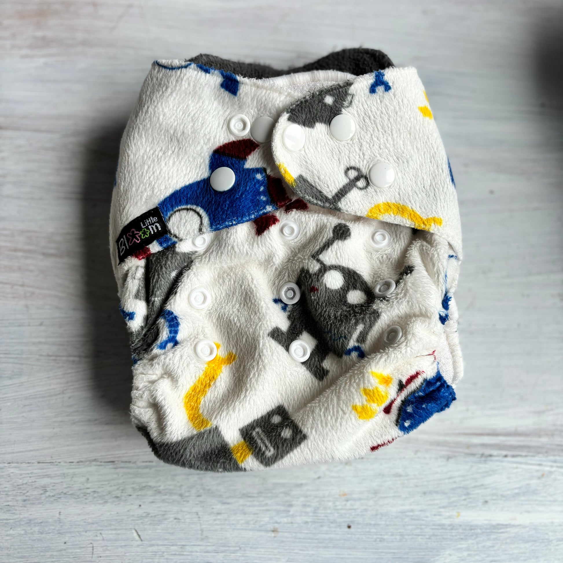 Littles & Bloomz BTP Pocket Nappy-Pocket Nappy-Littles & Bloomz-Robot (Minky)-The Nappy Market