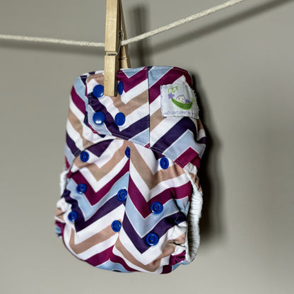 Sweet Pea All in One Bamboo Cotton Cloth Nappy-All In One Nappy-Sweet Pea-Pink Zig Zag-The Nappy Market