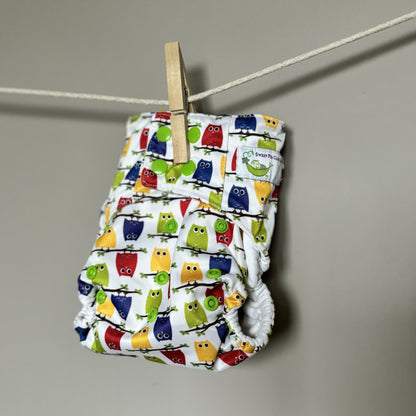 Sweet Pea All in One Bamboo Cotton Cloth Nappy-All In One Nappy-Sweet Pea-Birds-The Nappy Market