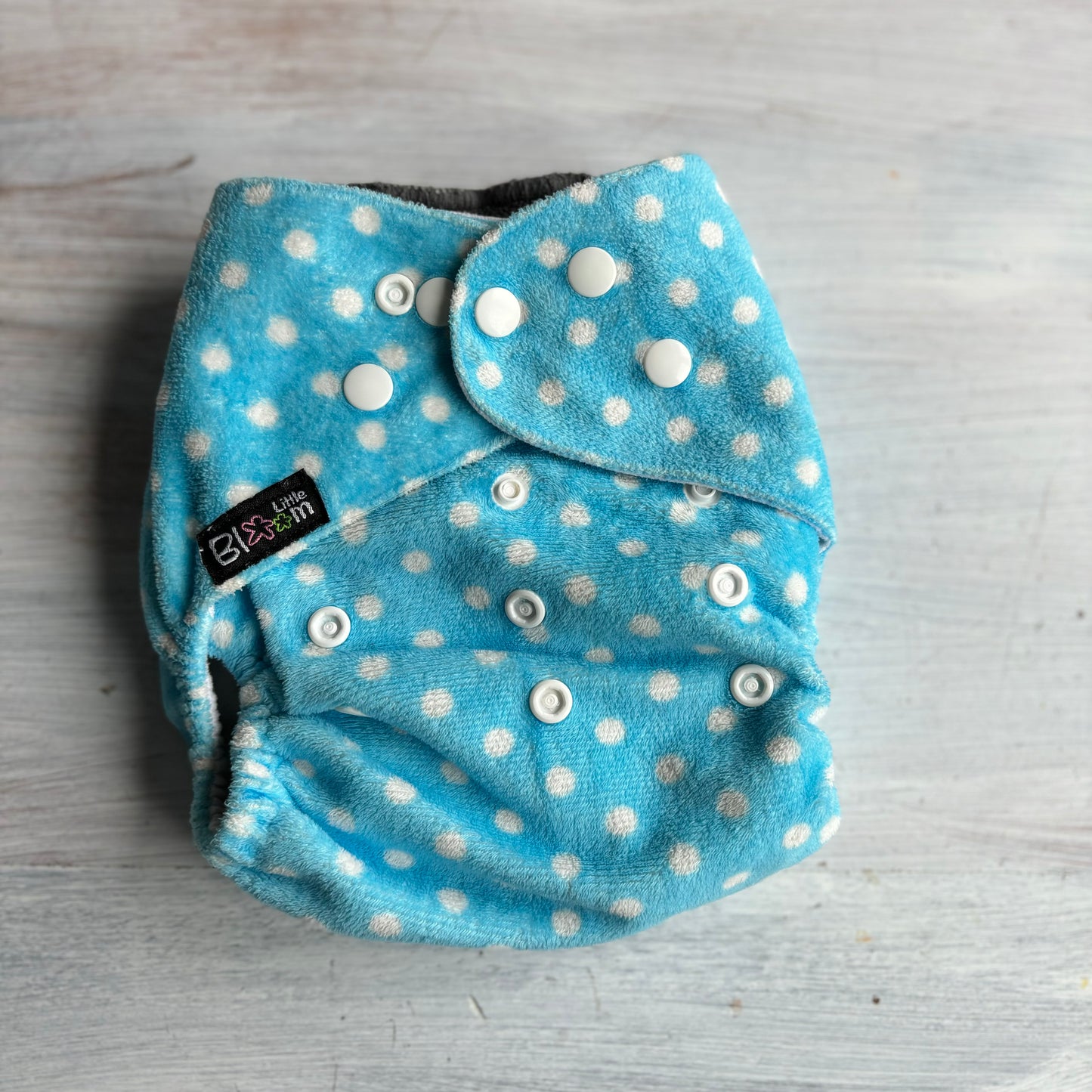 Littles & Bloomz BTP Pocket Nappy-Pocket Nappy-Littles & Bloomz-Blue Dots (Minky)-The Nappy Market