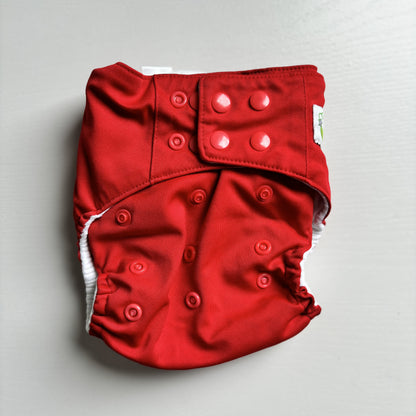 Sweet Pea All in One Bamboo Cotton Cloth Nappy-All In One Nappy-Sweet Pea-Red-The Nappy Market