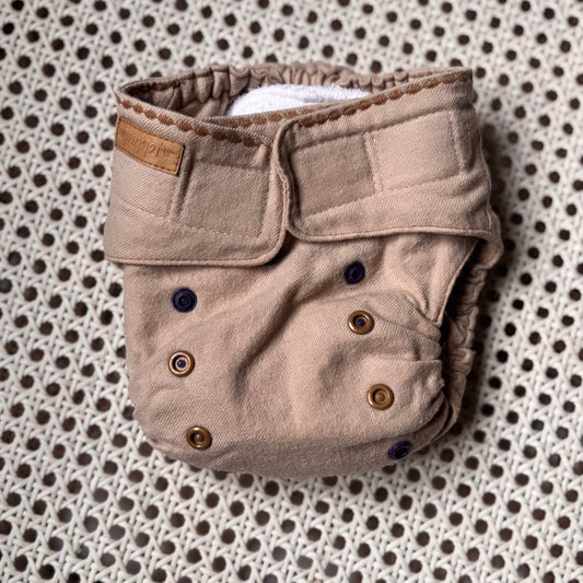 Puppi Diapers Mini One Size Merino Wool Handmade Nappy Cover-Wool Soakers-Puppi-Beige Velcro-The Nappy Market