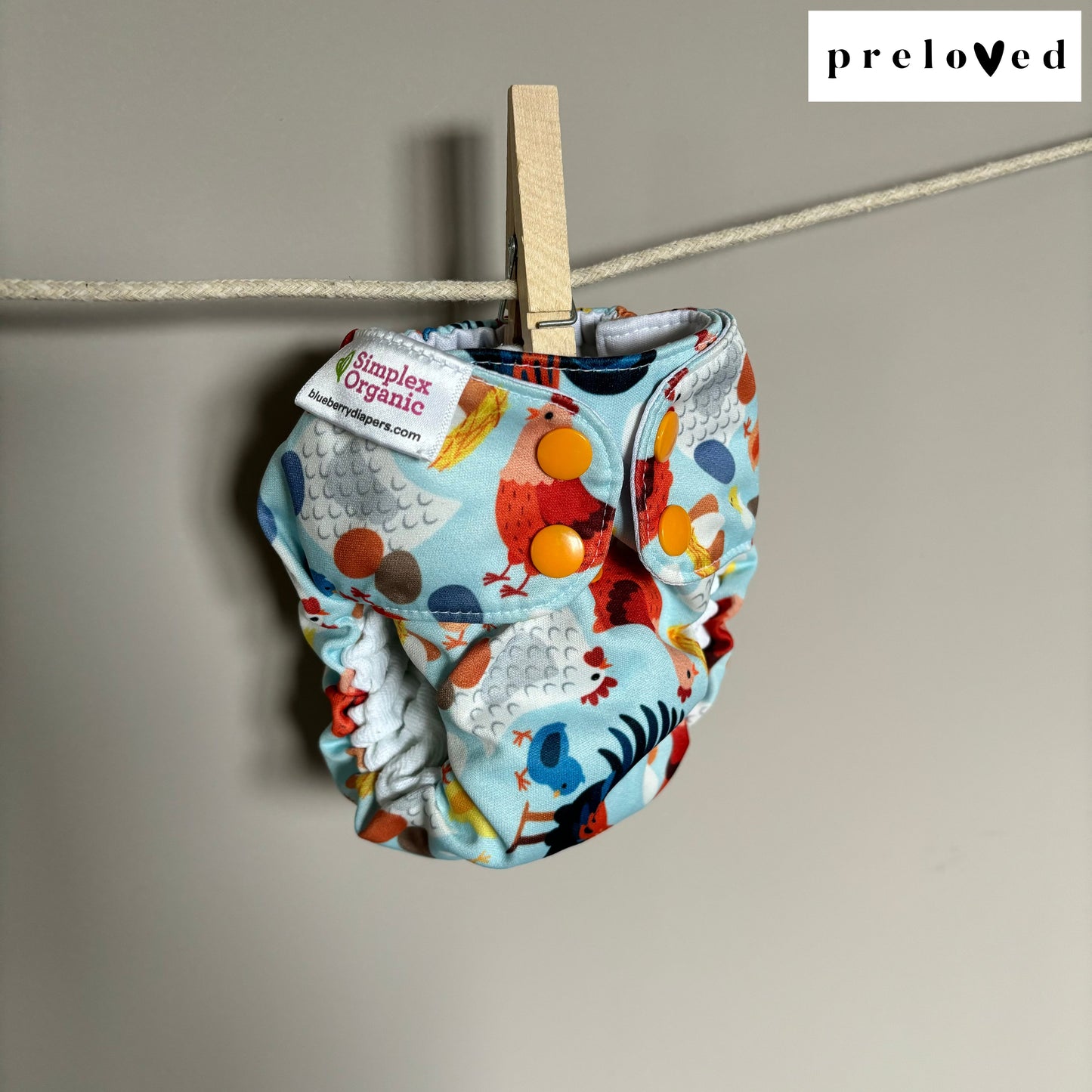 Blueberry Newborn Simplex Organic All in One Nappy PRELOVED-All In One Nappy-Blueberry-Chickadee-The Nappy Market