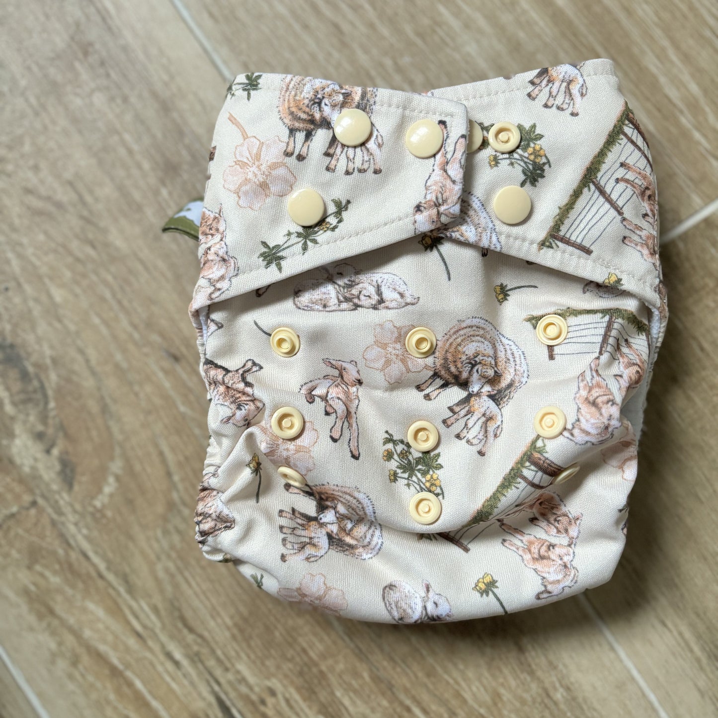 Little Lamb One Size Pocket Nappy including 2 bamboo inserts-Pocket Nappy-Little Lamb-I love Ewe-The Nappy Market