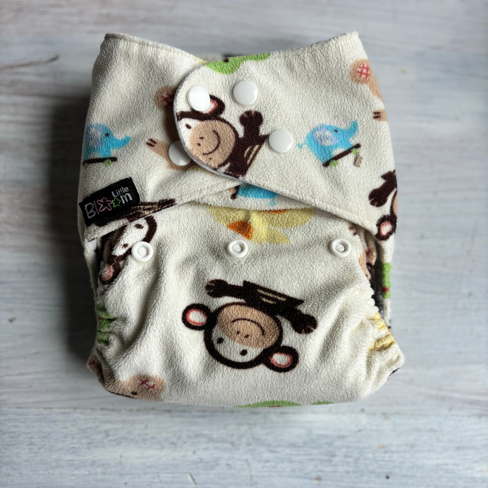 Littles & Bloomz BTP Pocket Nappy-Pocket Nappy-Littles & Bloomz-Monkey (Minky)-The Nappy Market