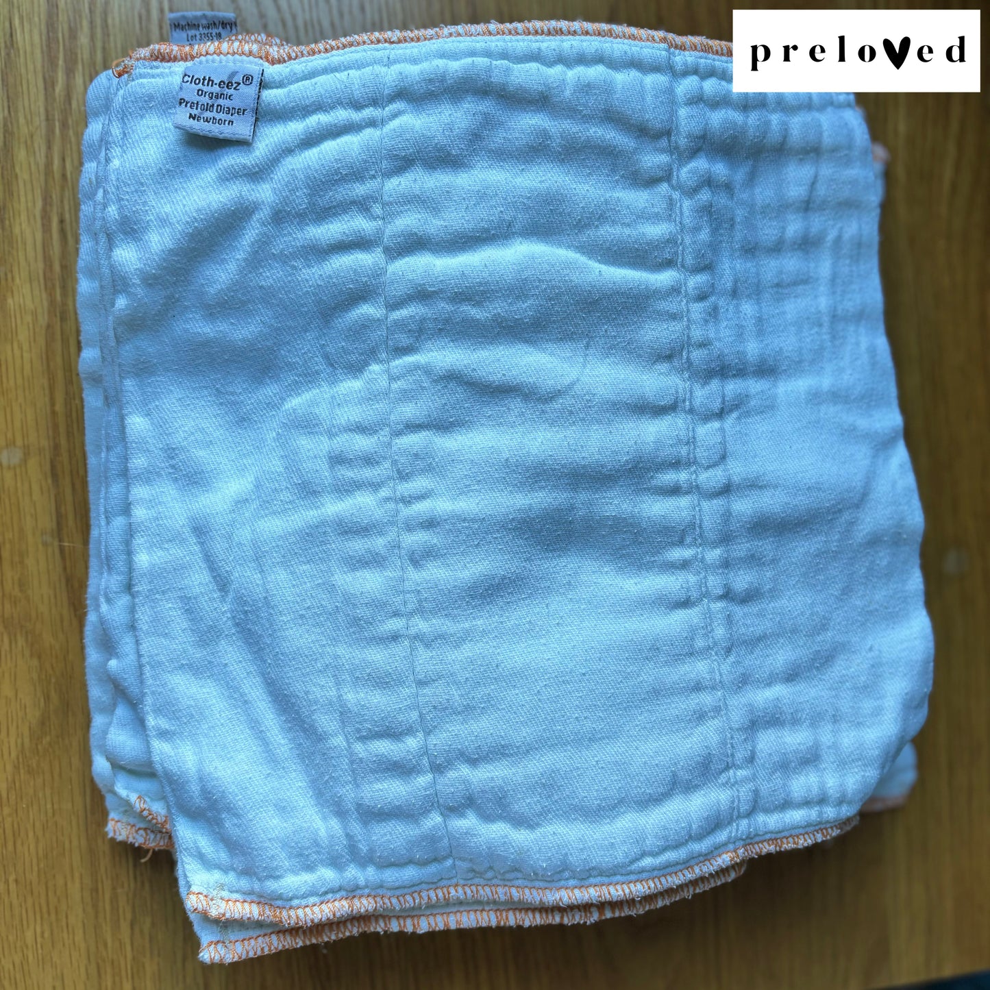 Cloth-eez Prefold Organic White Newborn - PRELOVED-Flat Nappy-Green Mountain Diapers-The Nappy Market