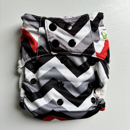 Sweet Pea All in One Bamboo Cotton Cloth Nappy-All In One Nappy-Sweet Pea-Grey Zig Zag-The Nappy Market
