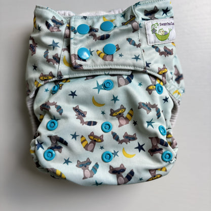 Sweet Pea All in One Bamboo Cotton Cloth Nappy-All In One Nappy-Sweet Pea-Raccoon-The Nappy Market
