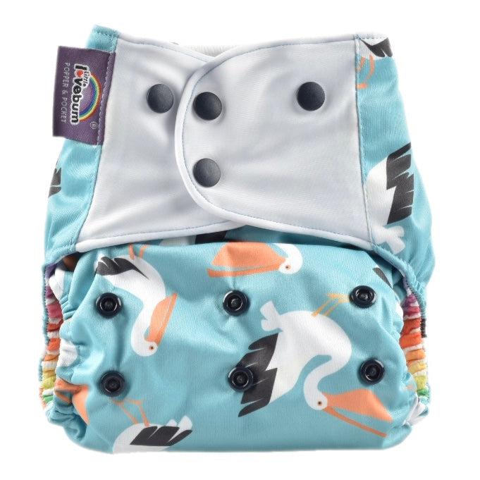 Little Lovebum Popper Pocket V3 Nappy-Pocket Nappy-Little Love Bum-Pelican-The Nappy Market