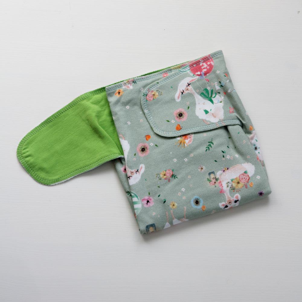 Buuh Preflat Tencil Nappy PREORDER Open-Preflat-Buuh-Alpacas on Green-The Nappy Market