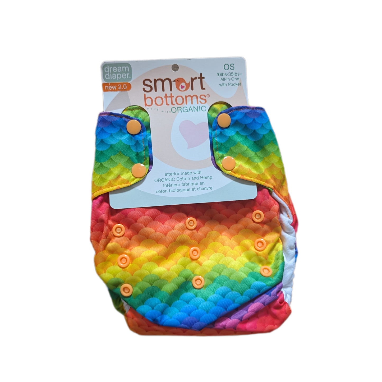 Smart Bottoms - Dream Diaper 2.0 - All in One Organic Cloth Nappy-All in Two Nappy-Smart Bottoms-Rainbow Scale-The Nappy Market