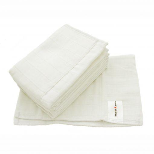 MuslinZ 6 Pack Muslin Prefold – White (PREORDER - Shipping 15th Jan)-Prefold-MuslinZ-Size 1-The Nappy Market