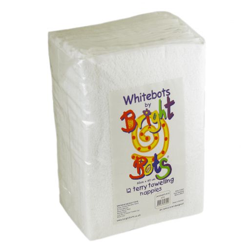 Whitebots Multi Packs White Terry Squares 60cm BTP (PREORDER - Shipping 15th Jan)-Flat Nappy-Bright Bots-6 Pack-The Nappy Market