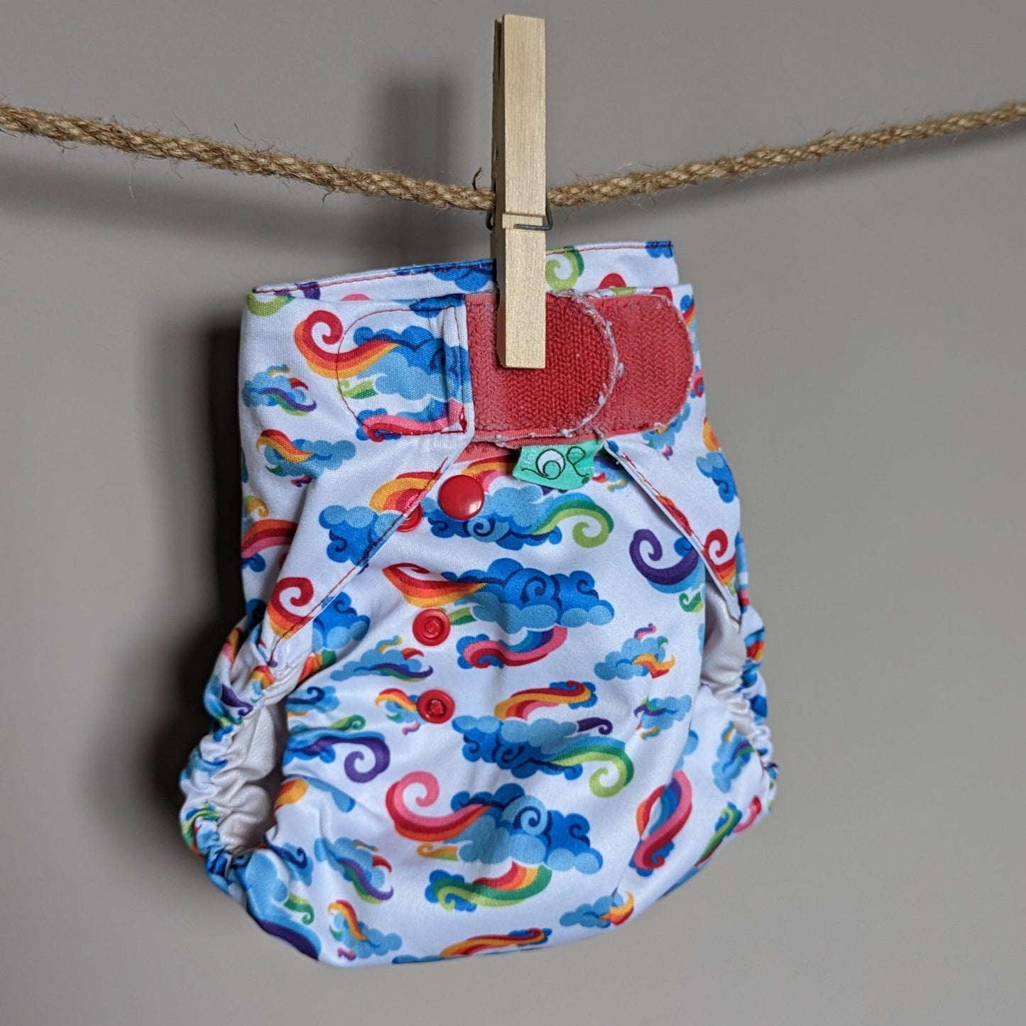 Tots Bots PeeNut Bamboozle Nappy Cover - Size 2-Wrap-Tots Bots-Rainbow Clouds-The Nappy Market