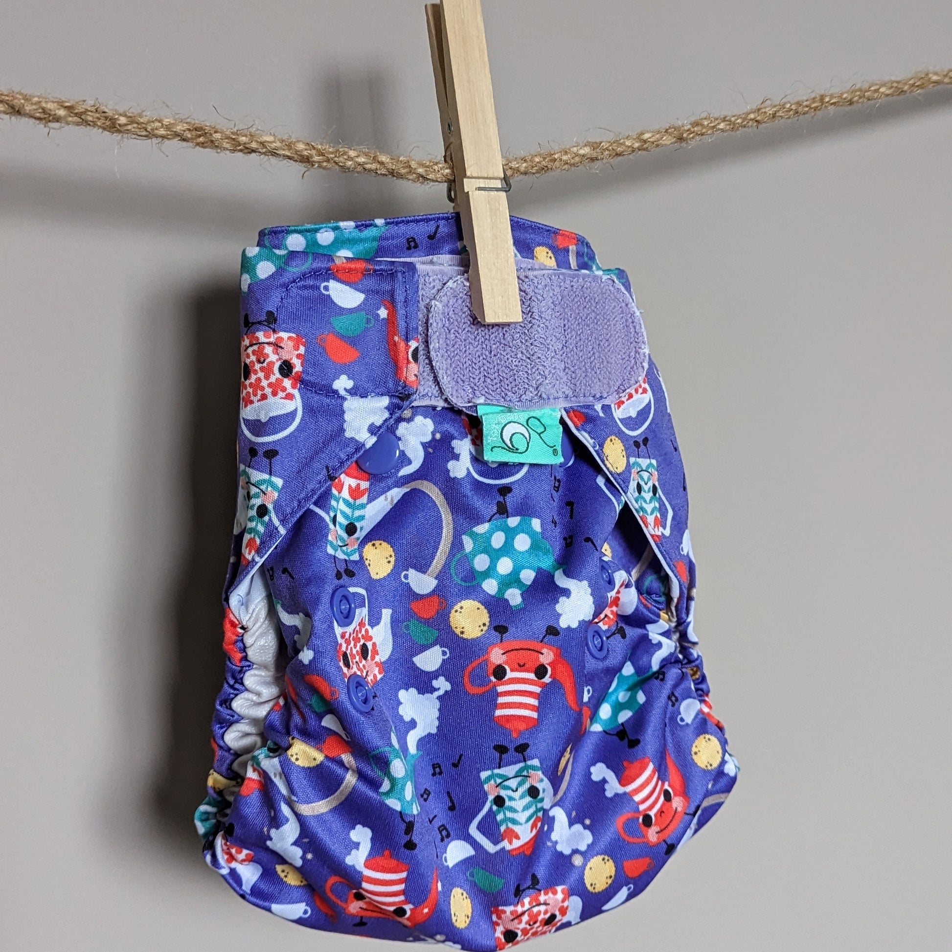 Tots Bots PeeNut Bamboozle Nappy Cover - Size 2-Wrap-Tots Bots-I'm a Little Teapot-The Nappy Market