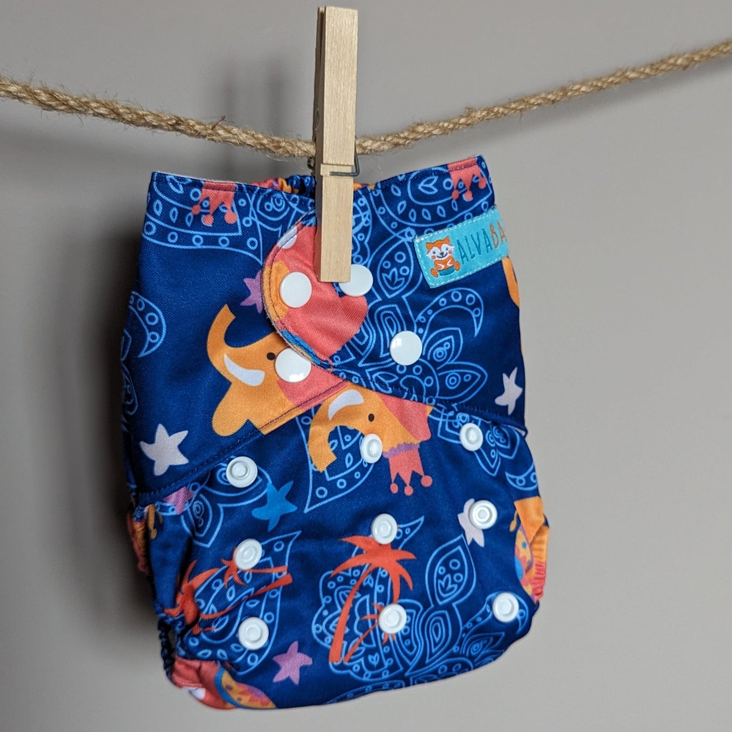 Alva Baby Pocket Nappies-Pocket Nappy-Alva Baby-Orange Elephant-The Nappy Market